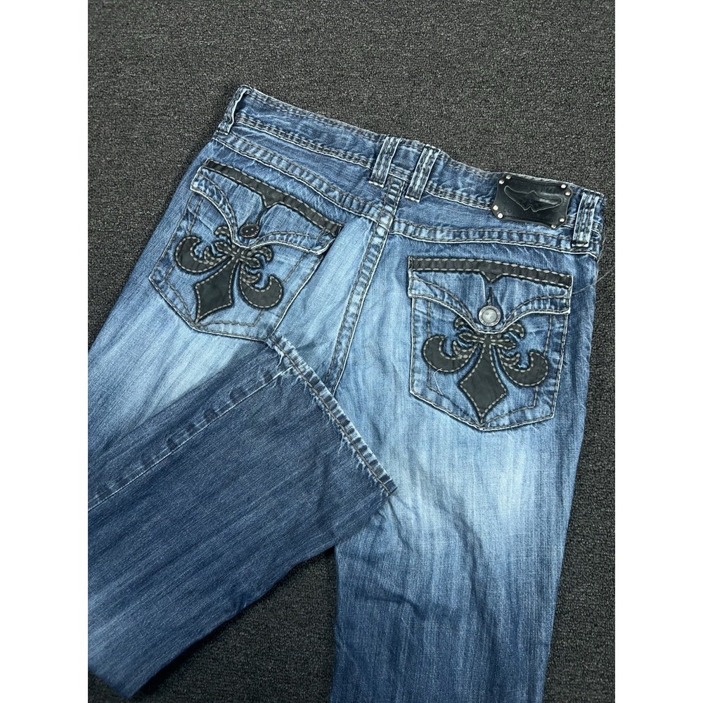 Affliction Jeans Mens 38x34.50 (Fits 39x33) Cooper‎ Relaxed Bootcut Distress Y2K